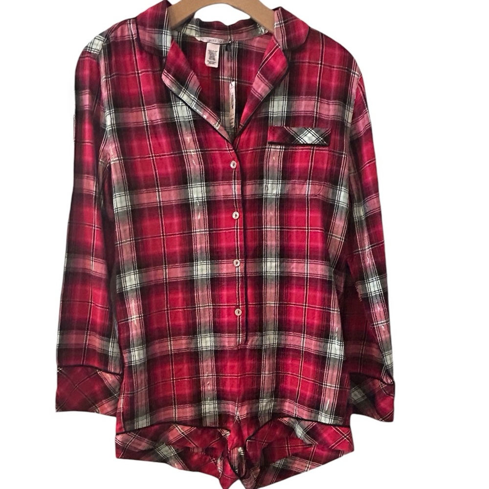 VICTORIA’S SECRET Flannel Shorts Romper Onesie Pajama